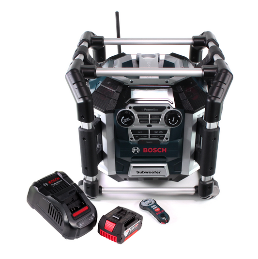 Bosch GML 50 chargeur radio de batterie radio de chantier 18V 50W IP54 + 1x batterie 5,0Ah + chargeur