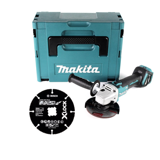 Makita DGA 511 ZJ Akku Winkelschleifer 18 V 125mm Brushless + Trennscheibe + Makpac - ohne Akku, ohne Ladegerät