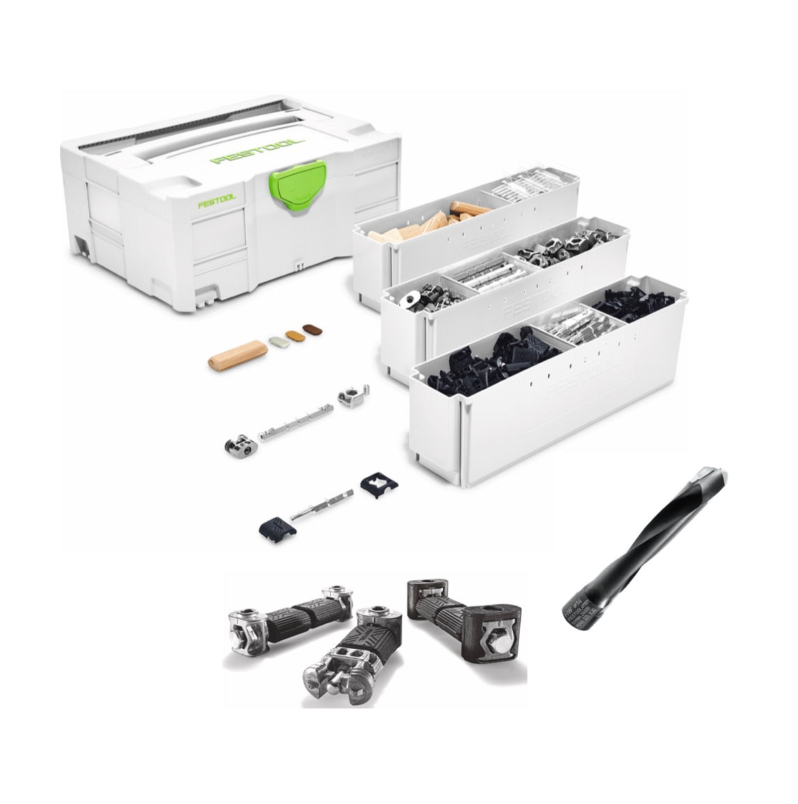 Festool DOMINO Verbinder Sortiment SV-SYS D14 ( 201353 ) Eck- Flächenverbinder für Dübelfräse XL DF 700 + passender Fräser ( 497871 )