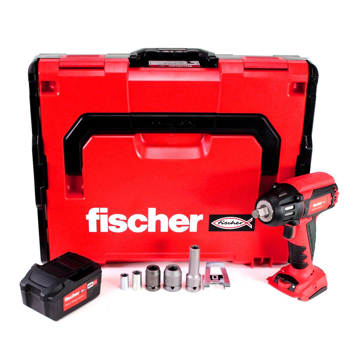 Fischer FSS 18V 400 BL Akku Schlagschrauber 1/2" 400Nm Brushless Set 2 ( 552924 ) + 1x Akku 4,0Ah + L-Boxx - ohne Ladegerät