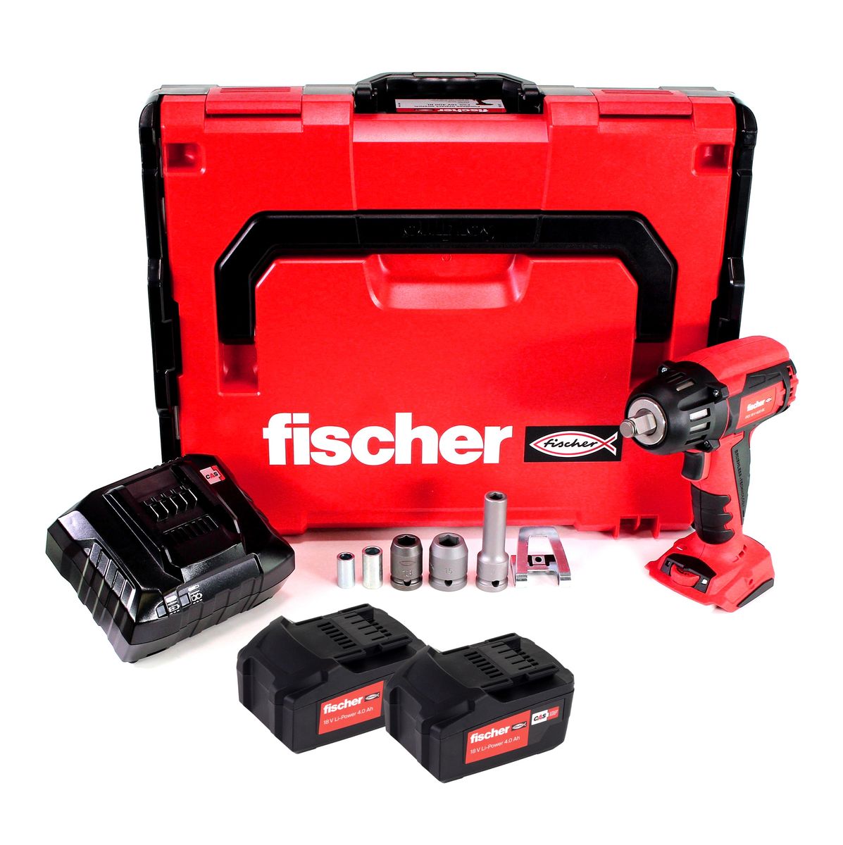 Fischer FSS 18V 400 BL Akku Schlagschrauber 1/2" 400Nm Brushless Set 3 ( 552926 ) + 2x Akku 4,0Ah + Ladegerät + L-Boxx