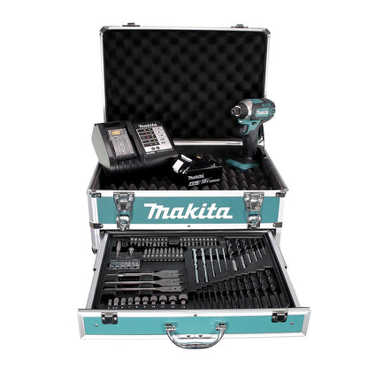 Makita DTD 152 SMX4 Akku Schlagschrauber 18V 165Nm 1/4" + 1x Akku 4,0Ah + Ladegerät + 70tlg. Bit Bohrer Set + Koffer