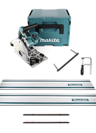 Makita DSP 600 ZJ Akku Tauchsäge 36V (2x 18V) Brushless + 2x Führungsschiene + Schraubzwingen + Führungsschienenverbinder + Parallelanschlag ( 165447-6 ) + Makpac - ohne Akku, ohne Ladegerät