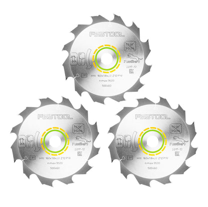 Festool 3x Panther Kreissägeblatt PW12 Holz 160 x 1,8 x 20 mm 160 mm 12 Zähne ( 3x 500460 ) HKC TS - Toolbrothers