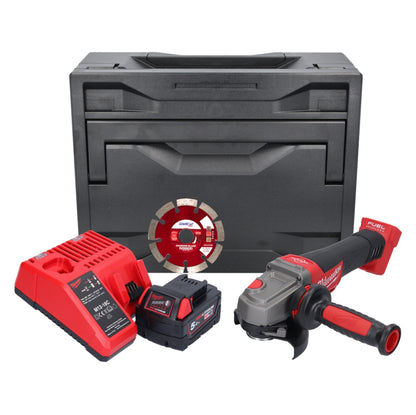 Milwaukee M18 CAG115XPDB-501M Akku Winkelschleifer 18 V 115 mm Brushless + 1x Akku 5,0 Ah + Ladegerät + Trennscheibe + M-Box