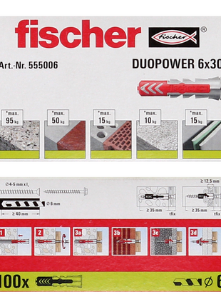 Fischer Spreizdübel DUOPOWER 6x30mm 200 Stk. ( 2x 555006 )