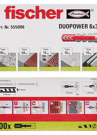 Fischer Spreizdübel DUOPOWER 6x30mm 500 Stk. ( 5x 555006 )