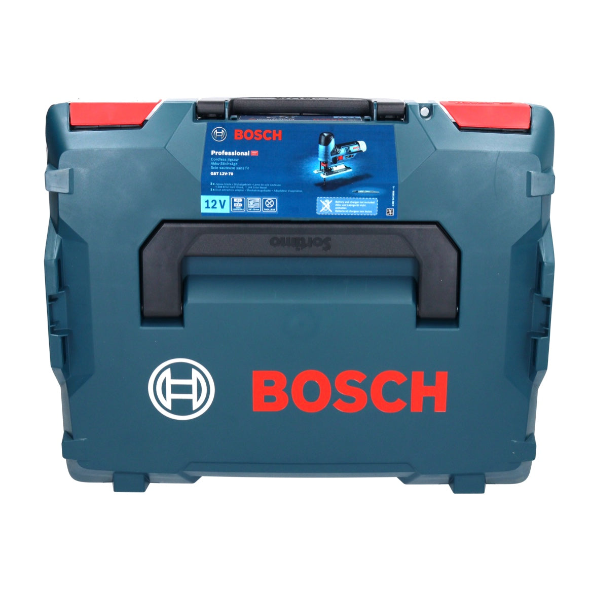 Bosch GST 12V-70 Professional Akku Stichsäge 12 V + 17x Stichsägeblatt + L-Boxx - ohne Akku, ohne Ladegerät