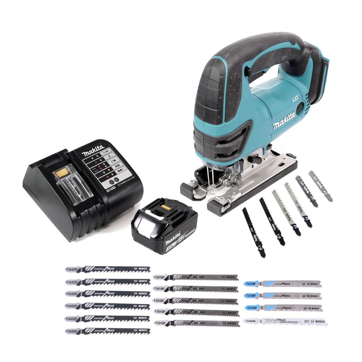 Makita DJV 180 SF1 Akku Stichsäge 18V + 1x Akku 3,0Ah + Ladegerät + 21x Stichsägeblatt