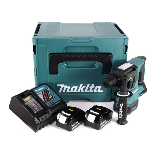 Makita DHR 242 RTJ Akku Bohrhammer 18V 2,0J SDS-plus Brushless + 2x Akku 5,0Ah + Ladegerät + Makpac