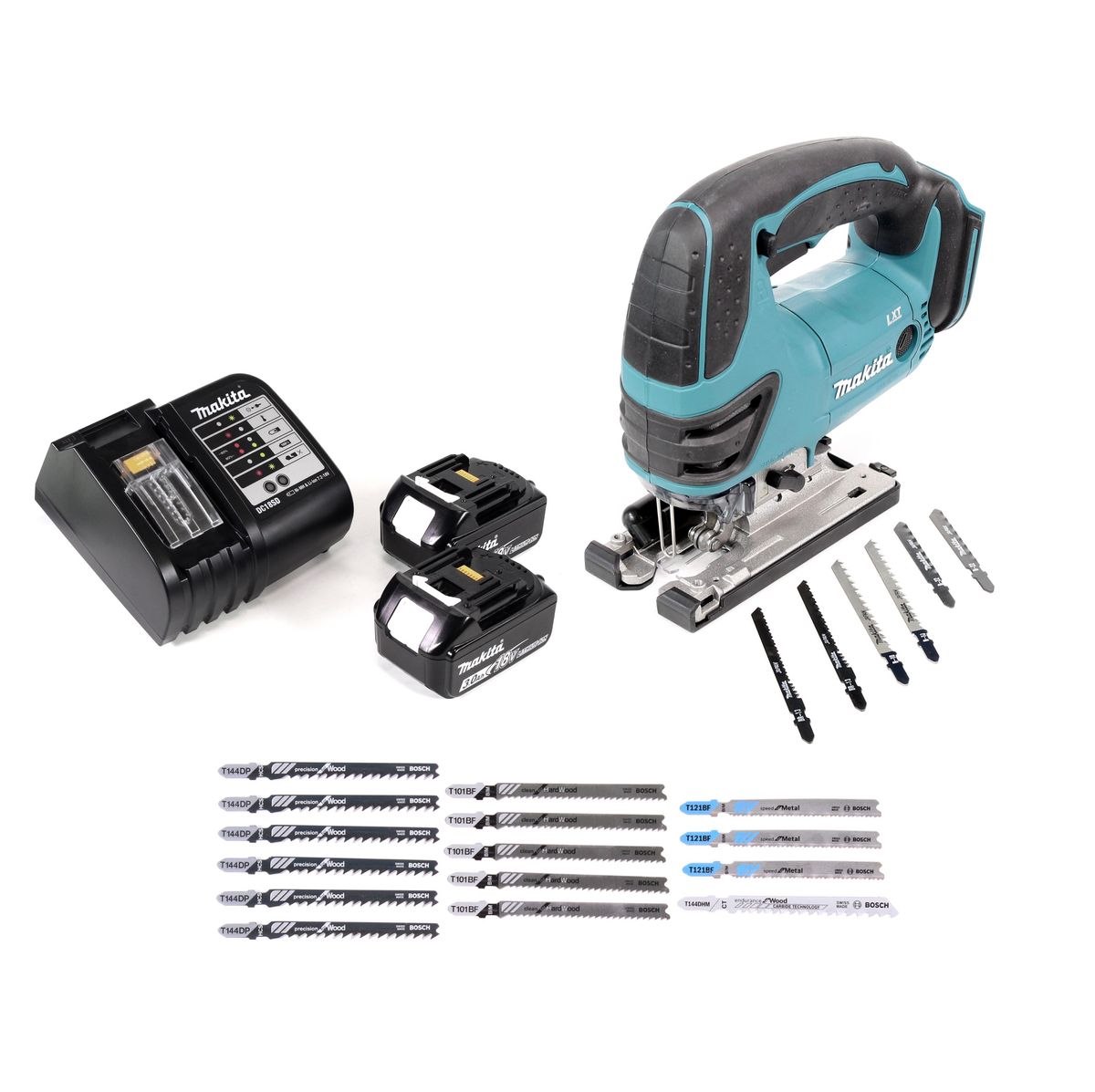 Makita DJV 180 SF Akku Stichsäge 18V + 2x Akku 3,0Ah + Ladegerät + 21x Stichsägeblatt