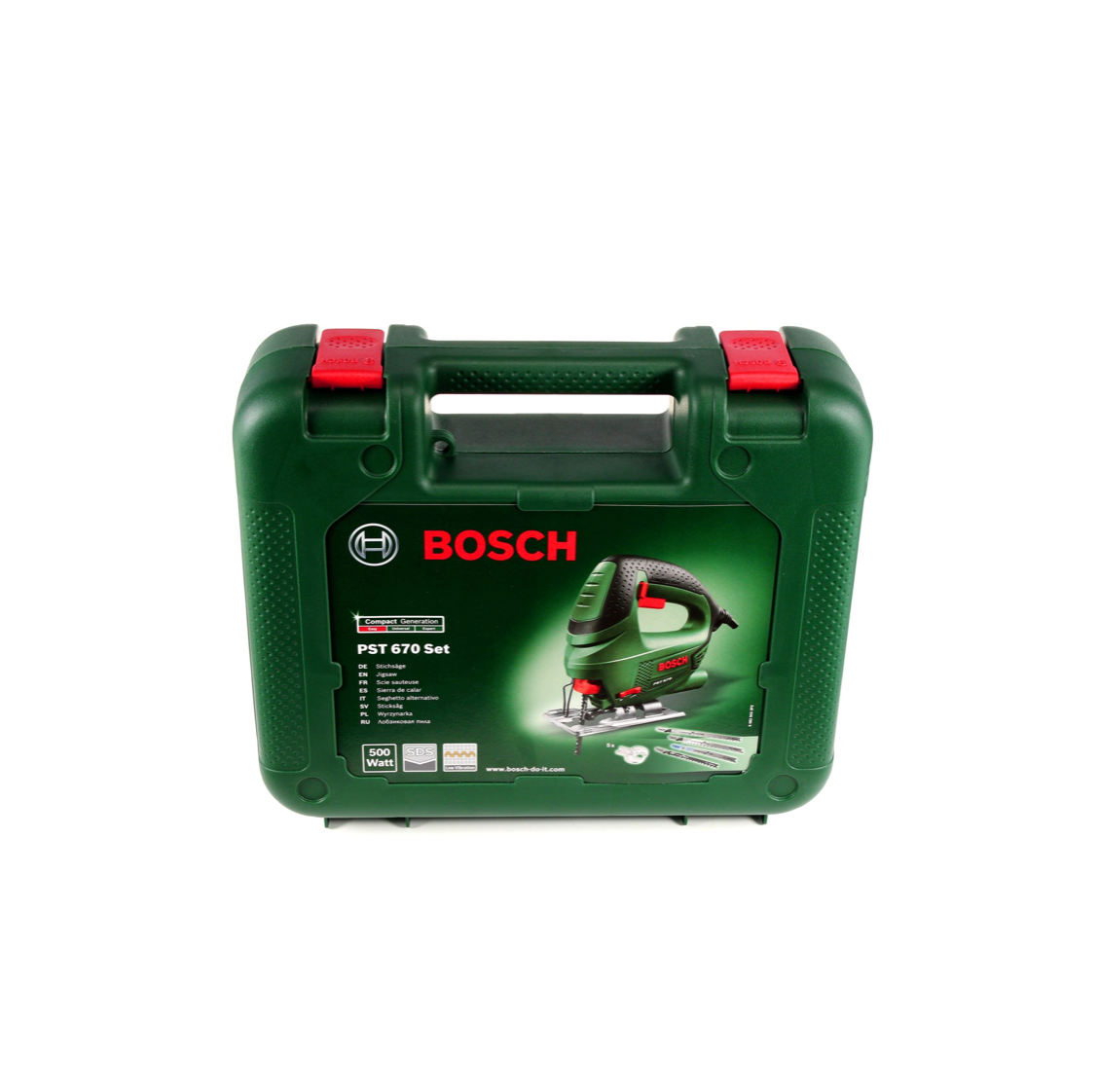 Bosch PST 670 (CT) Heimwerker Stichsäge 500W + Bosch Stichsägeblatt Set 15tlg. + Koffer