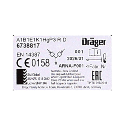 Dräger X-plore Filtres combinés à baïonnette pour X-plore 3300 / 3500 / 5500 (A1B1E1K1 Hg P3 R D), 2 pcs. (6738817)