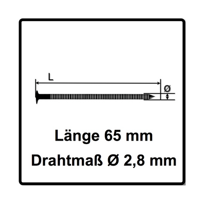 Bostitch IC70-1-E Druckluft Coilnagler CT38-70mm 4,9-7,0bar + Coilnägel 2,8x65mm Ringschaft blank