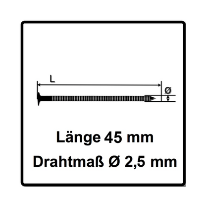 Bostitch IC70-1-E Druckluft Coilnagler CT38-70mm 4,9-7,0bar + Prebena Coilnagel 2,5x45mm Ringschaft blank