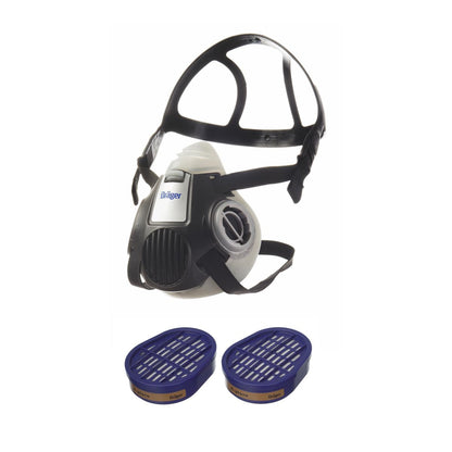 Demi-masque respiratoire Dräger X-plore 3300 S pour filtre à baïonnette taille S + 2x filtre à gaz X-plore A2 filtre à baïonnette (6738873)