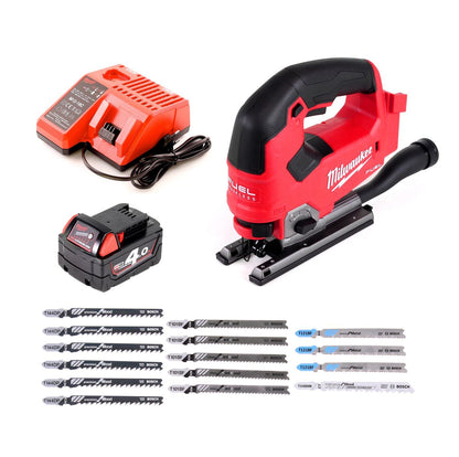 Scie sauteuse Milwaukee M18 FJS-401 C 18V brushless + 1x batterie 4,0Ah + chargeur + 16x lame de scie sauteuse