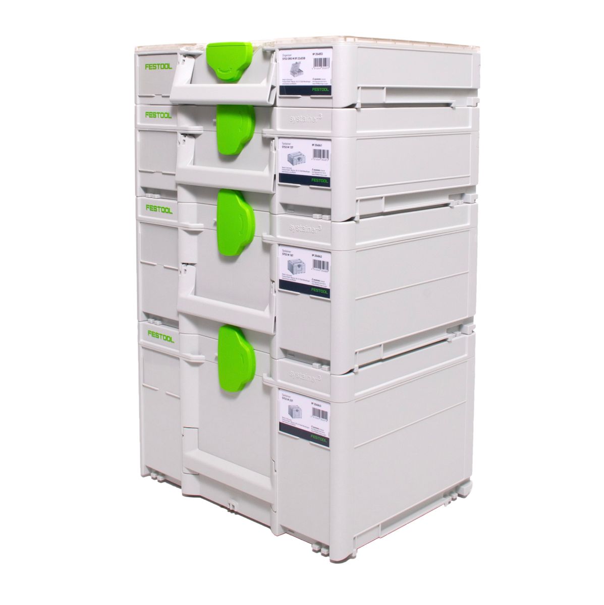 Festool Set de coffrets Systainer : Coffret SYS3 M 237 + Coffret  SYS3 M 187 + Coffret SYS3 M 137 + Coffret Organizer SYS3 ORG M 89 (204853) (204843) (204842) (204841)