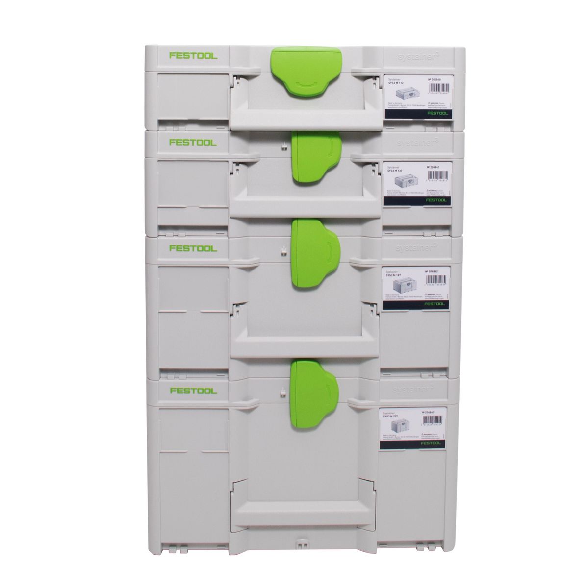 Festool Systainer Set SYS3 M 237 ( 204843 ) + SYS3 M 112 ( 204840 ) + SYS3 M 137 ( 204841 ) + SYS3 M 187 ( 204842 ) Werkzeugkoffer koppelbar - Toolbrothers