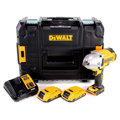 Clé à chocs sans fil Dewalt DCF 899 HD2 1/2" 18V 950Nm anneau HOG sans balais + 2x batterie 2,0Ah + chargeur + TSTAK