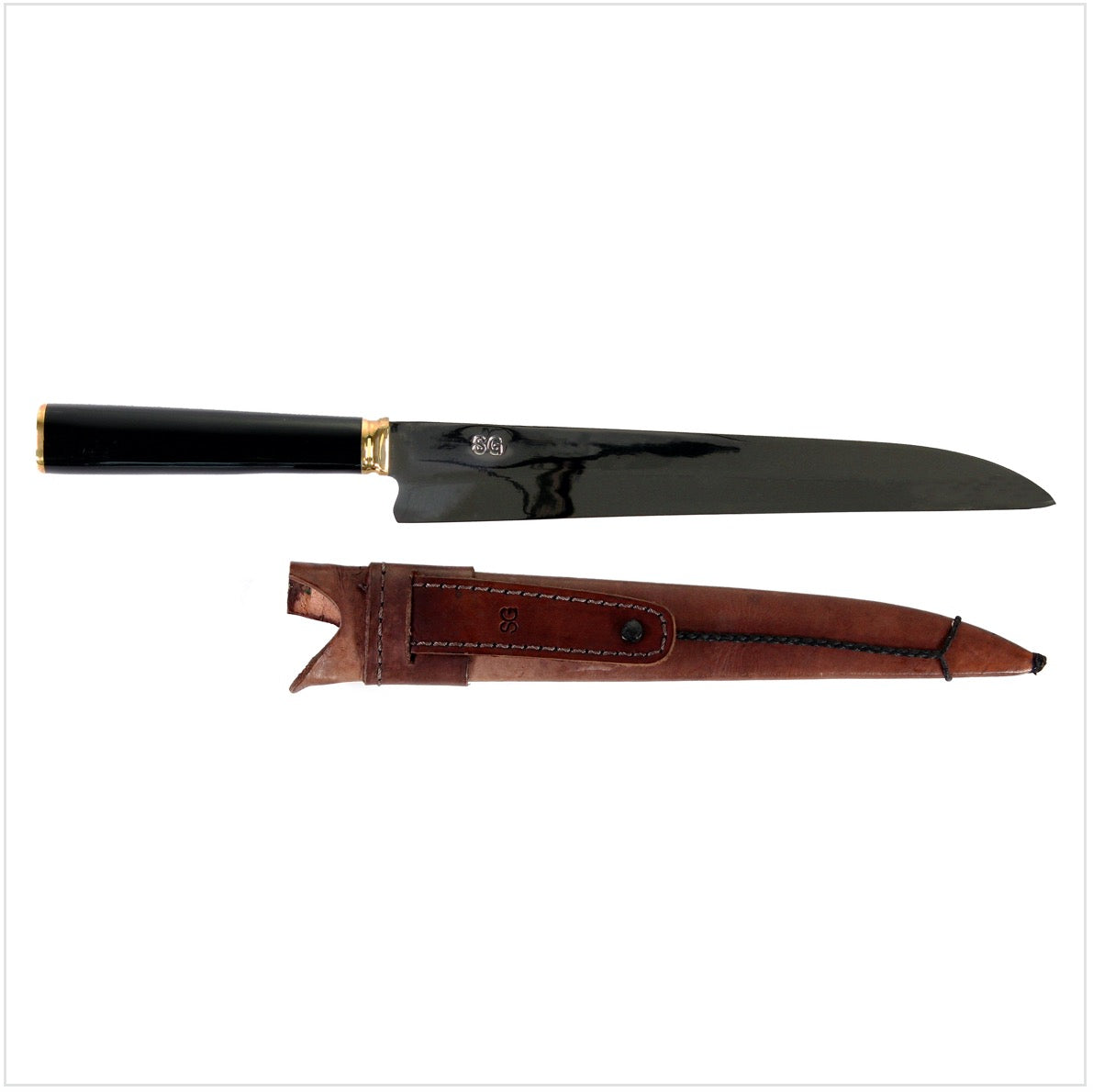 Serra Grande "Sushi & Sashimi" brasilianisches  Küchenmesser Kochmesser handgeschmiedet 25,4 cm Klinge mit rundem Griff  + echt Leder Messerscheide - Toolbrothers