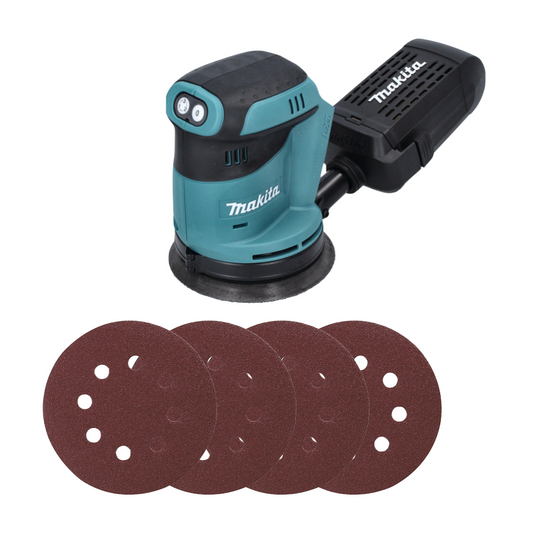 Makita DBO180Z Ponceuse excentrique sans fil 125mm 18V + 200x Disques abrasifs - sans batterie, sans chargeur