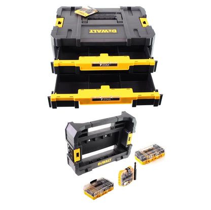 Boîte à outils DeWalt DWST 1-70706 TSTAK IV + boîte DT 70716 TSTAK CADDY pour 5x ToughCases et 4x Tac Tac Box + embout et foret à maçonnerie FlexTorq set 75 pièces.