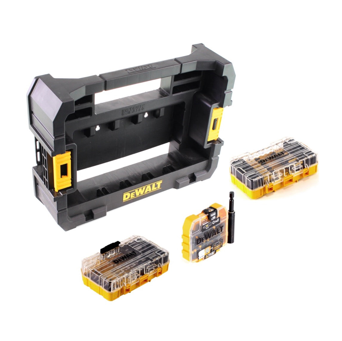 Boîte à outils DeWalt DWST 1-70706 TSTAK IV + boîte DT 70716 TSTAK CADDY pour 5x ToughCases et 4x Tac Tac Box + embout et foret à maçonnerie FlexTorq set 75 pièces.