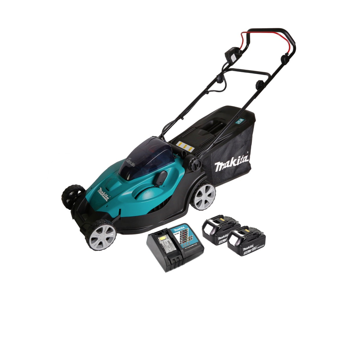 Makita DLM 431 RT2 Akku Rasenmäher 36V ( 2x18V ) 43cm  + 2x Akku 5,0Ah + Ladegerät