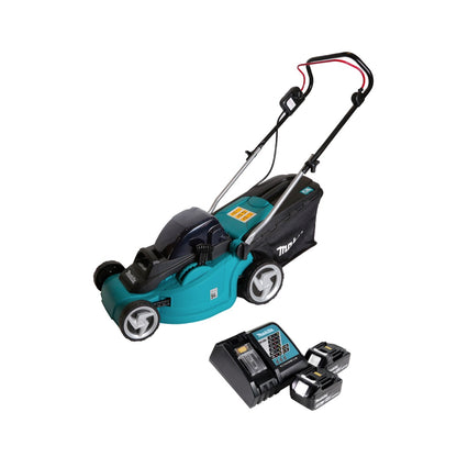 Makita DLM 380 RF2 tondeuse à gazon à batterie 36V (2x18V) 38cm + 2x batterie 3,0 Ah + chargeur