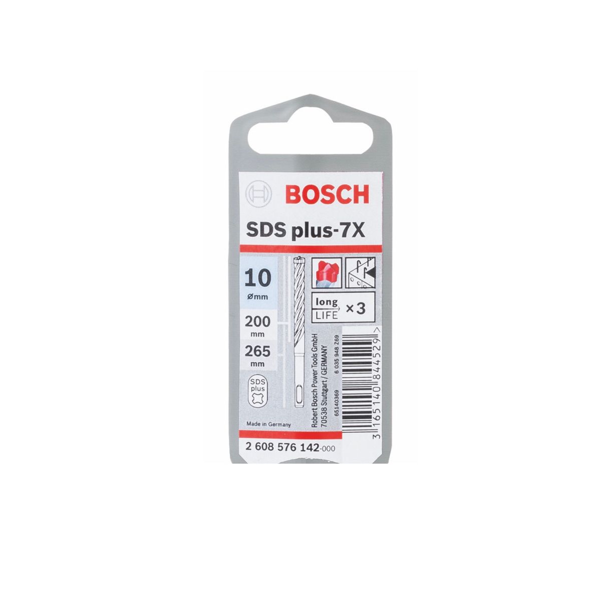 Bosch Hammerbohrer SDS-plus 7X Bohrer 10x200x265mm Carbide ( 2608576142 ) PGM zertifiziert