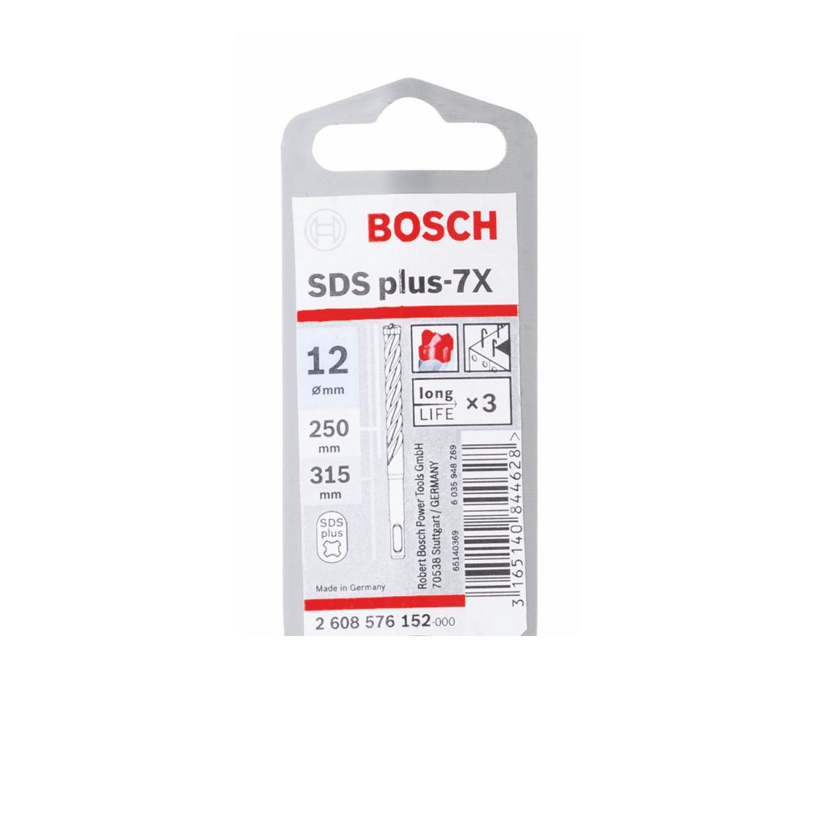 Bosch SDS-plus 7X Foret en carbure 12x250x315 mm, certifié PGM ( 2608576152 )