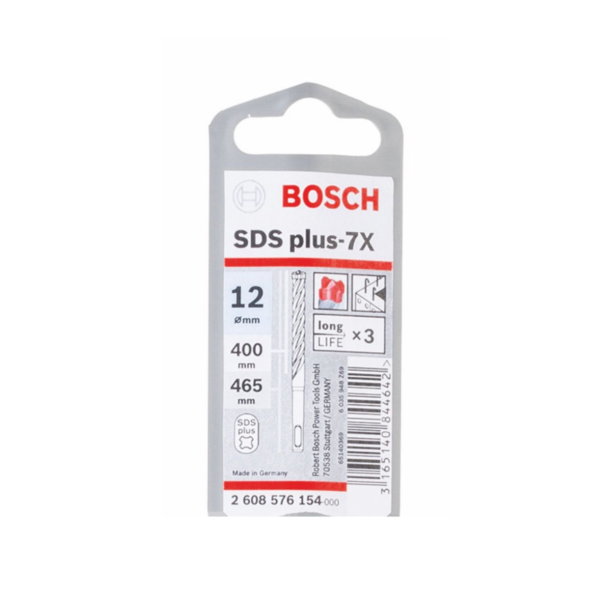 Bosch Hammerbohrer SDS-plus 7X Bohrer 12x400x465mm Carbide ( 2608576154 ) PGM zertifiziert