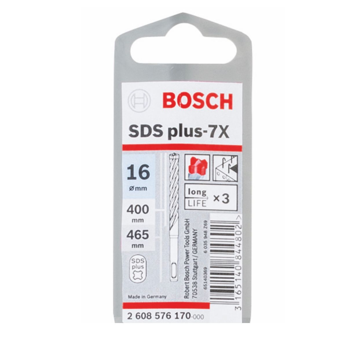 Bosch SDS-plus 7X Foret en carbure 16x400x465mm, certifié PGM ( 2608576170 )