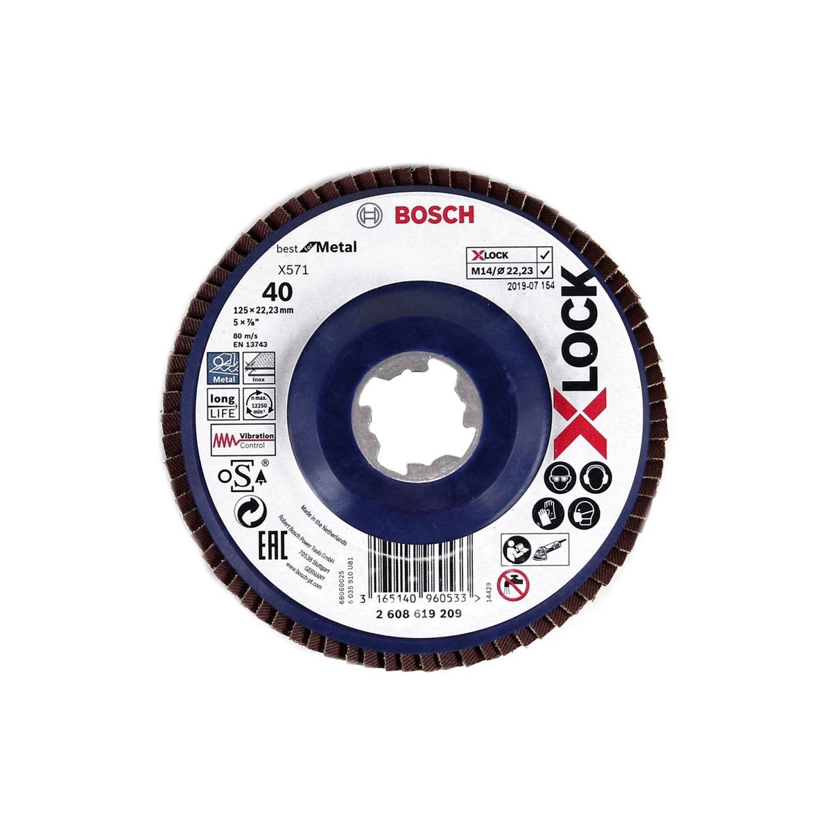 Bosch Fächerschleifscheibe X571 X-LOCK Best for Metal 125x22,23mm K40 ( 2608619209 ) gerade Ausführung - Toolbrothers