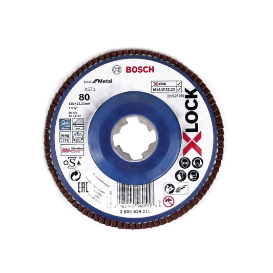 Bosch X571 X-LOCK Best for Metal Disques à lamelles 125x22,23mm K80 (10x 2608619211)