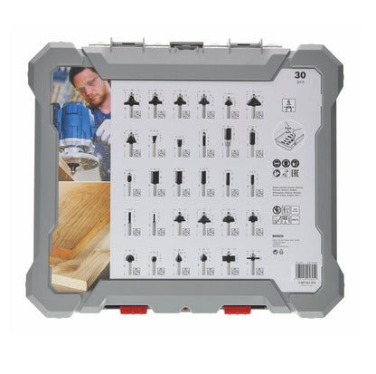 Bosch Mixed Fräser Set 6 mm 30 tlg. + Koffer ( 2607017474 ) für Oberfräsen mit Rundschaft