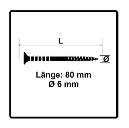 SPAX Justierschraube 6,0x80 mm 100 Stück ( 161010600803 ) Justiergewinde mit Halterillen Flachkopf T-STAR Plus 4Cut WIROX