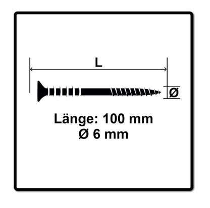 SPAX Vis de réglage 6,0 x 100 mm, 100 pcs. Filetage de réglage avec rainures de guidage, Tête plate, T-STAR Plus, 4Cut, WIROX (161010601005)