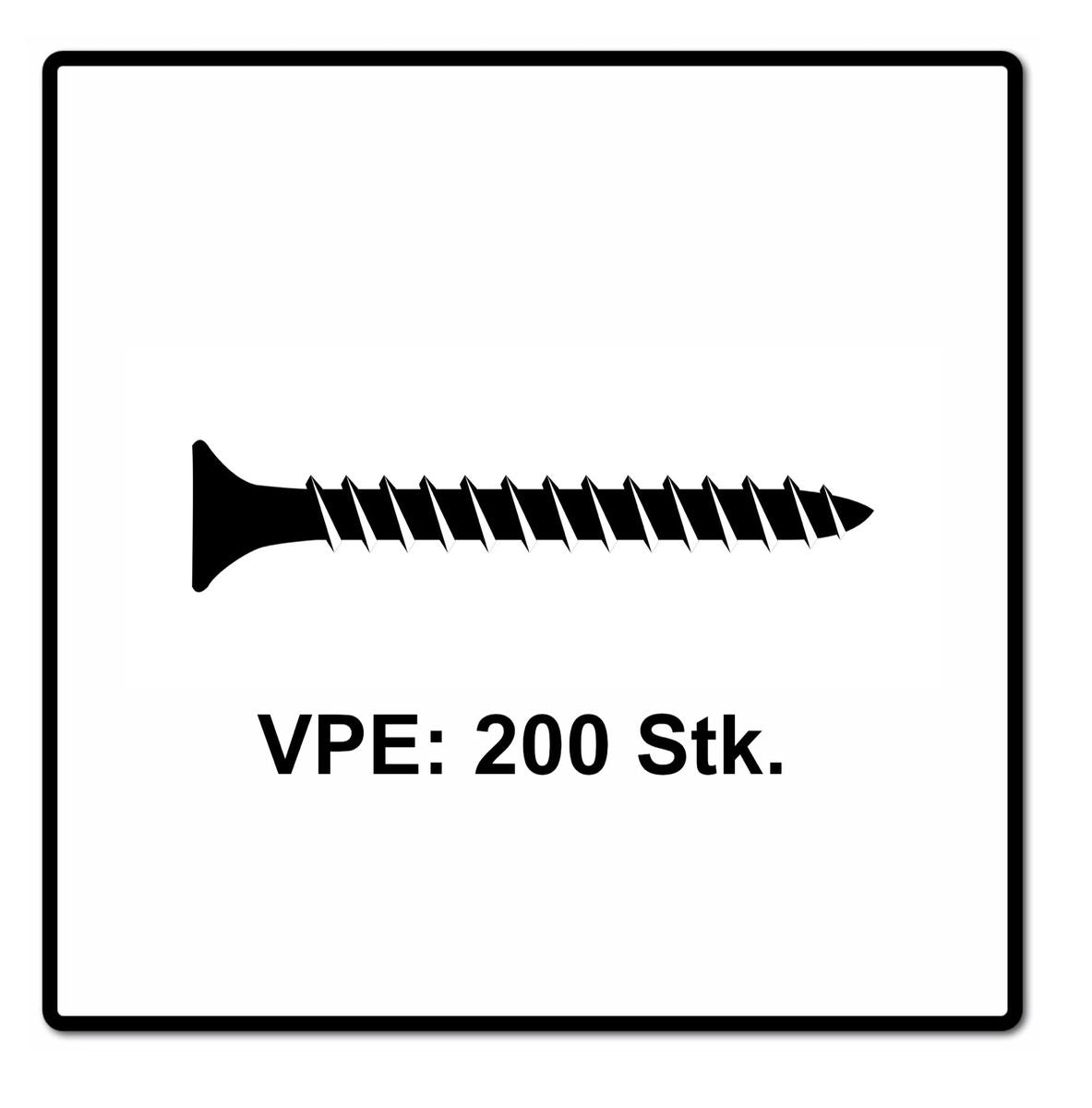 Vis pour panneaux d'aggloméré Fischer Power-Fast II FPF II 4,0x25 mm 200 pièces (670152) tête fraisée avec filetage complet Torx, galvanisées, passivée bleue