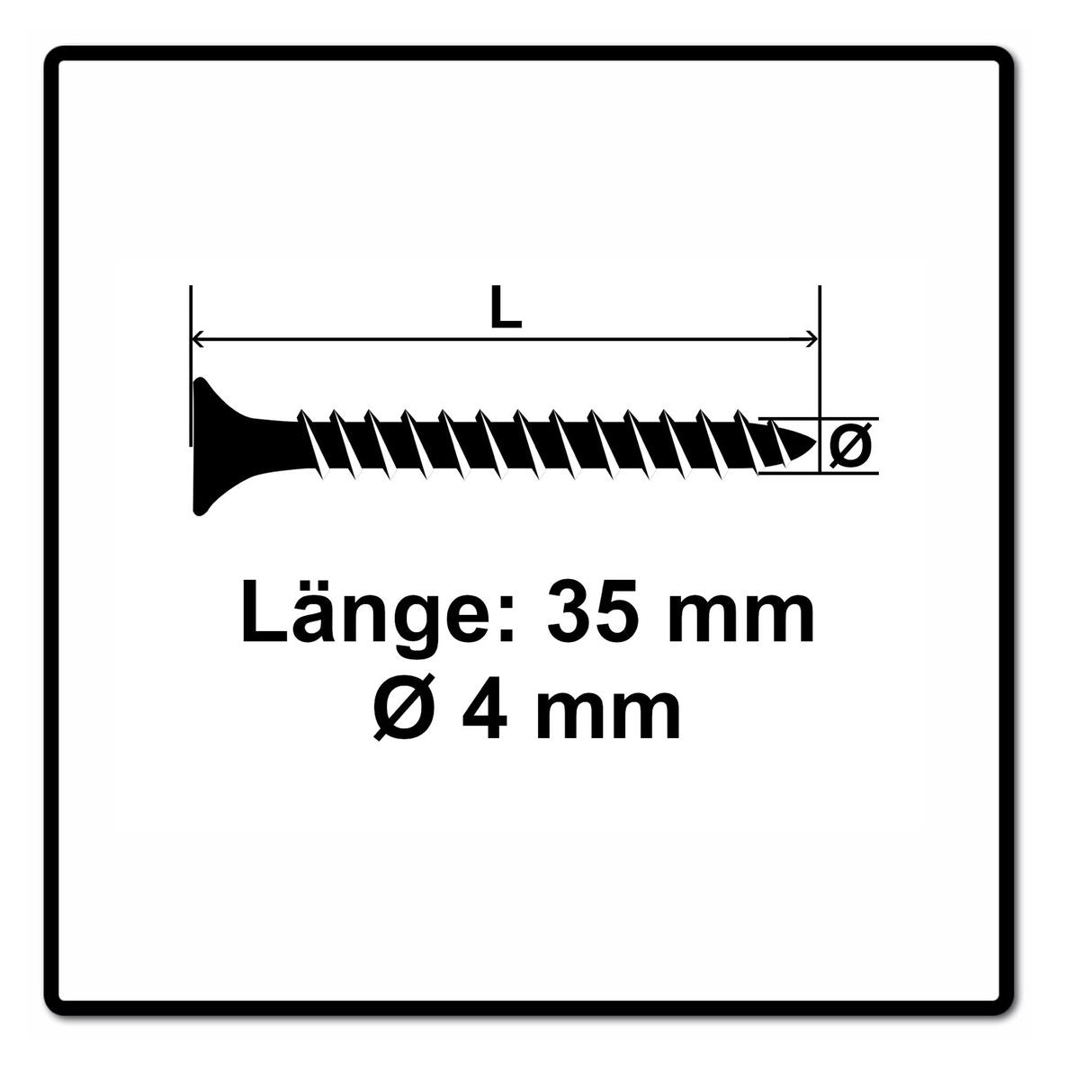 Fischer Power-Fast II FPF II Spanplattenschraube 4,0x35 mm 1000 Stück ( 670625 ) Senkkopf mit Torx Vollgewinde galvanisch verzinkt, blau passiviert