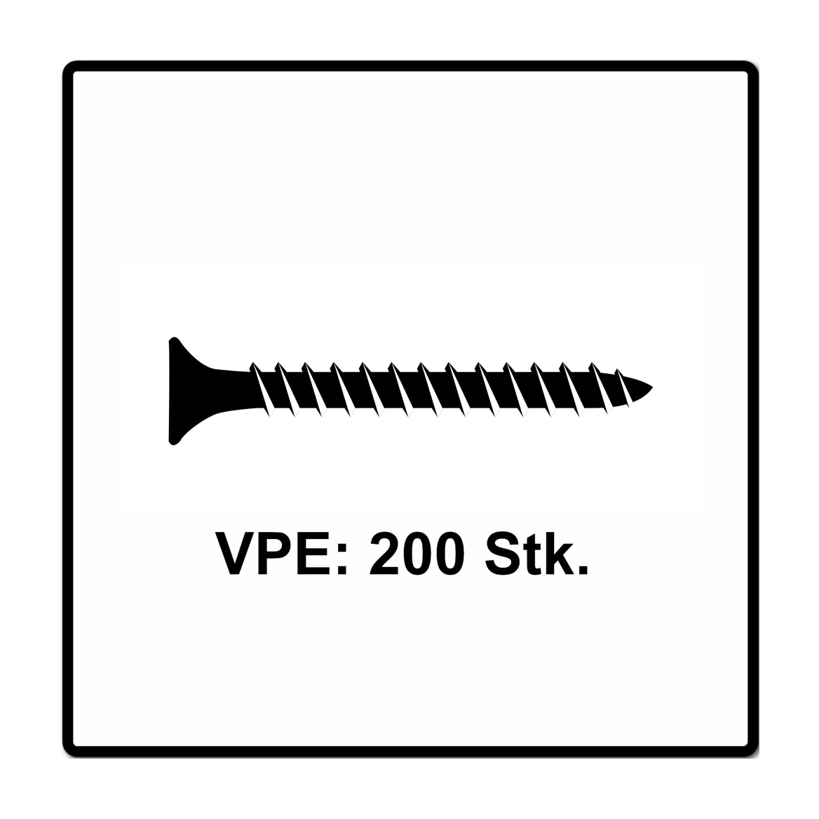 Fischer Power-Fast II FPF II Spanplattenschraube 4,0x45 mm 200 Stück ( 670160 ) Senkkopf mit Torx Vollgewinde galvanisch verzinkt, blau passiviert