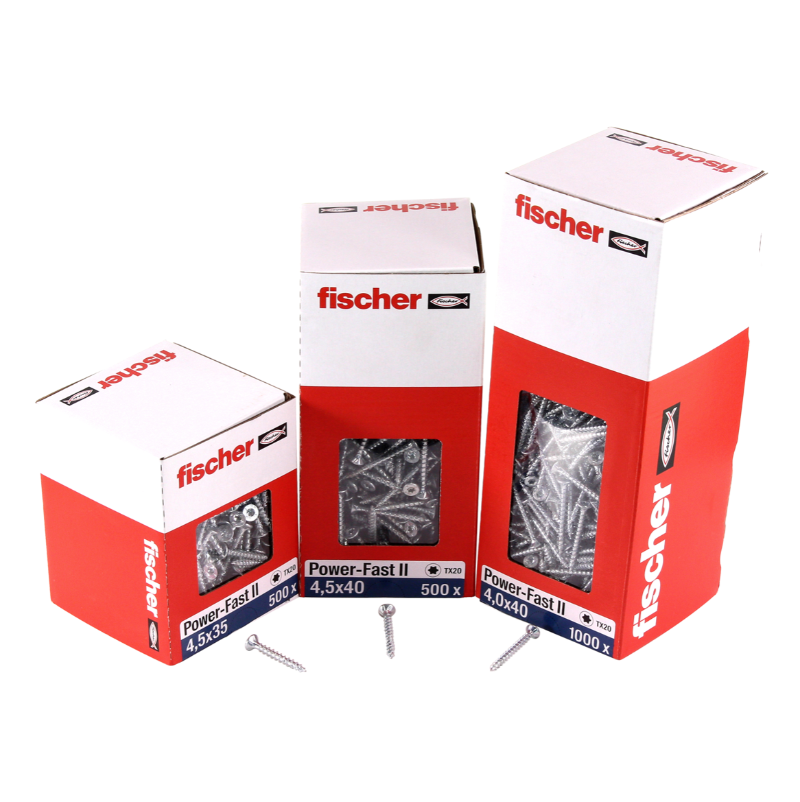 Fischer Power-Fast II FPF II Spanplattenschraube 4,5x35 mm 200 Stück ( 670258 ) Senkkopf mit Torx Vollgewinde galvanisch verzinkt, blau passiviert