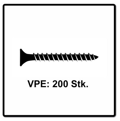 Fischer Power-Fast II FPF II Vis pour panneaux aggloméré 4,5x45 mm - tête fraisée Torx, filetage total, zinguée - 200 pcs. (670262)