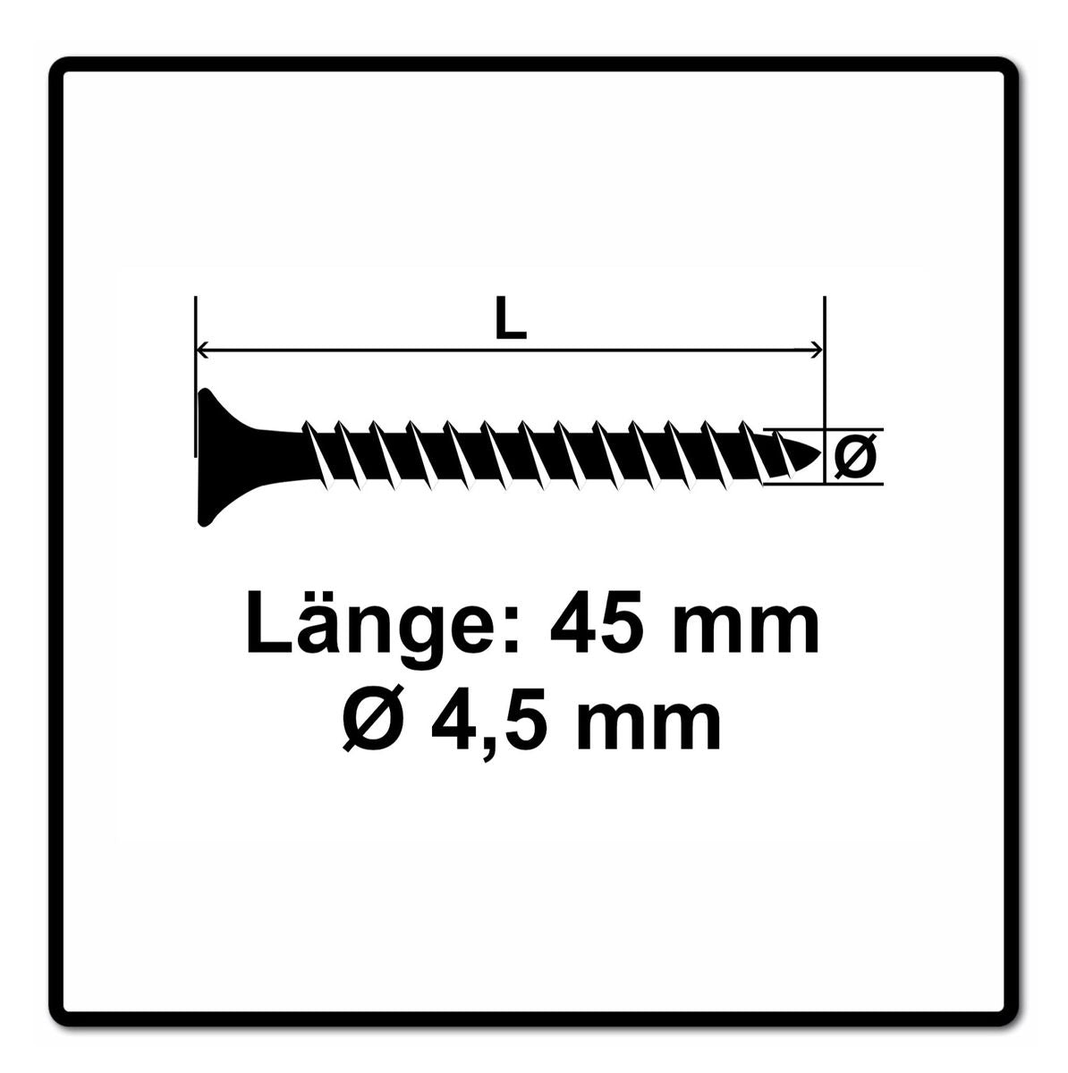 Fischer Power-Fast II FPF II Spanplattenschraube 4,5x45 mm 500 Stück ( 670263 ) Senkkopf mit Torx Vollgewinde galvanisch verzinkt, blau passiviert