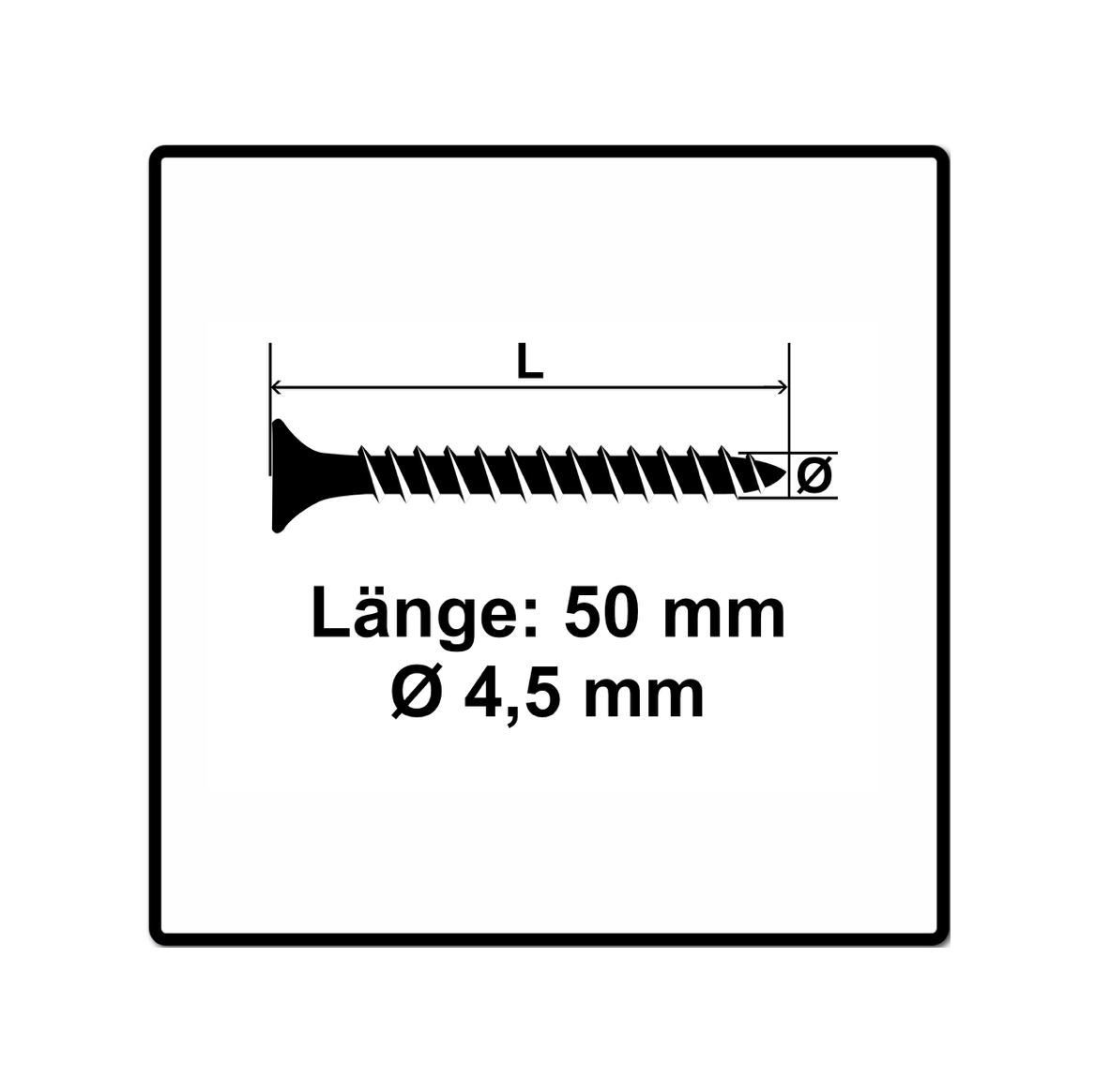 Fischer Power-Fast II FPF II Vis à bois aggloméré 4,5x50mm, Tête fraisée, Torx, Filetage total, Zingué et passivé bleu, 200 pcs. (670264)