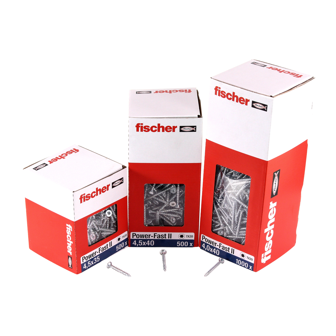 Fischer Power-Fast II FPF II Vis à bois aggloméré 4,5x50mm, Tête fraisée, Torx, Filetage total, Zingué et passivé bleu, 500 pcs. (670265)