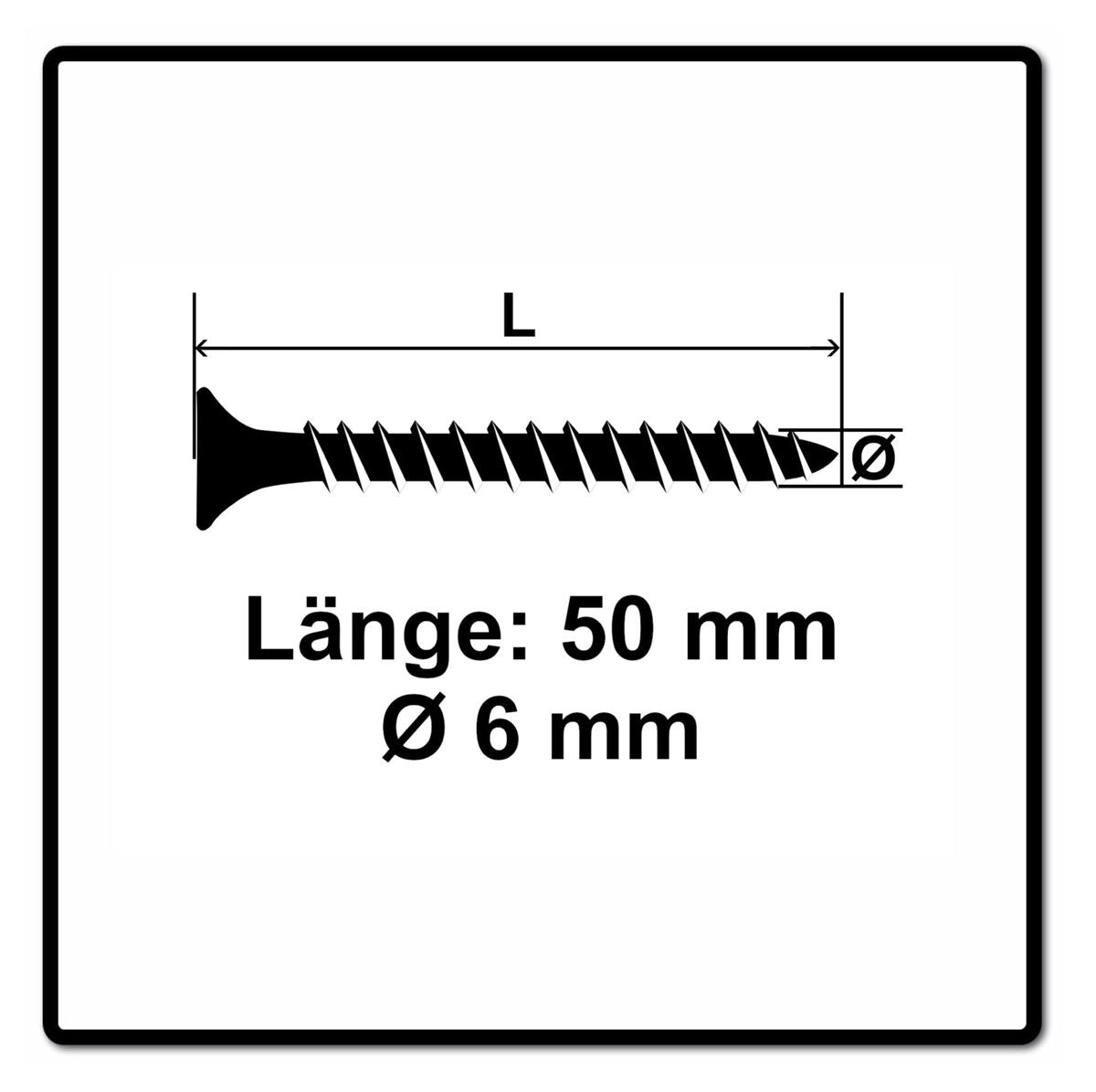 Fischer Power-Fast II FPF II Spanplattenschraube 6,0x50 mm 100 Stück ( 670452 ) Senkkopf mit Torx Vollgewinde galvanisch verzinkt, blau passiviert