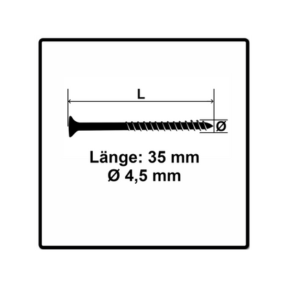 Fischer Power-Fast II FPF II Spanplattenschraube 4,5x35 mm 200 Stück ( 670266 ) Senkkopf mit Torx Teilgewinde galvanisch verzinkt, blau passiviert