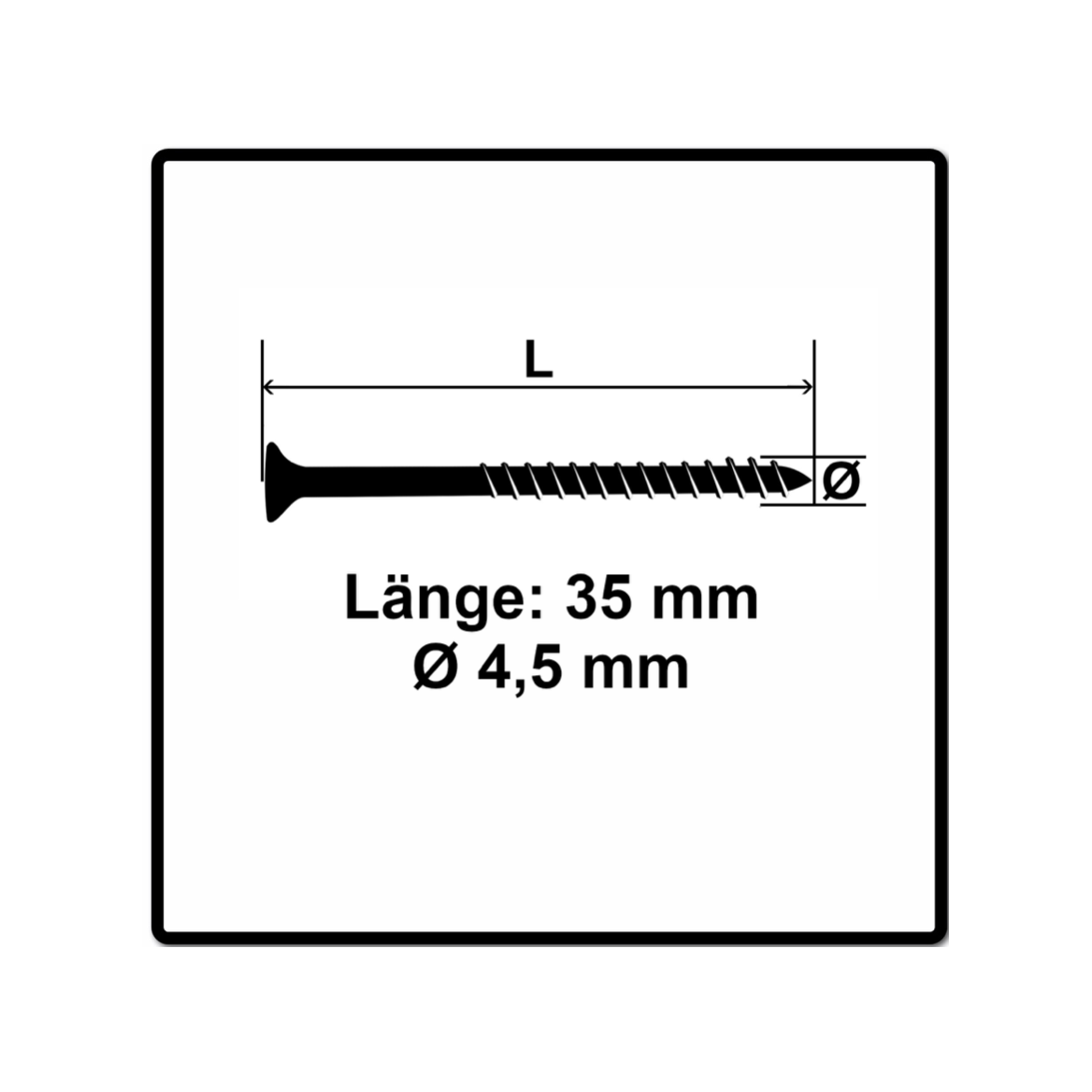 Fischer Power-Fast II FPF II Vis à bois aggloméré 4,5x35mm,Tête fraisée, Torx , Filetage partiel, Zingué blanc, Passivé bleu, 500 pcs. (670267)